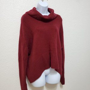 Rachel Zoe sweater cowl neck long sleeve maroon pullover wool blend